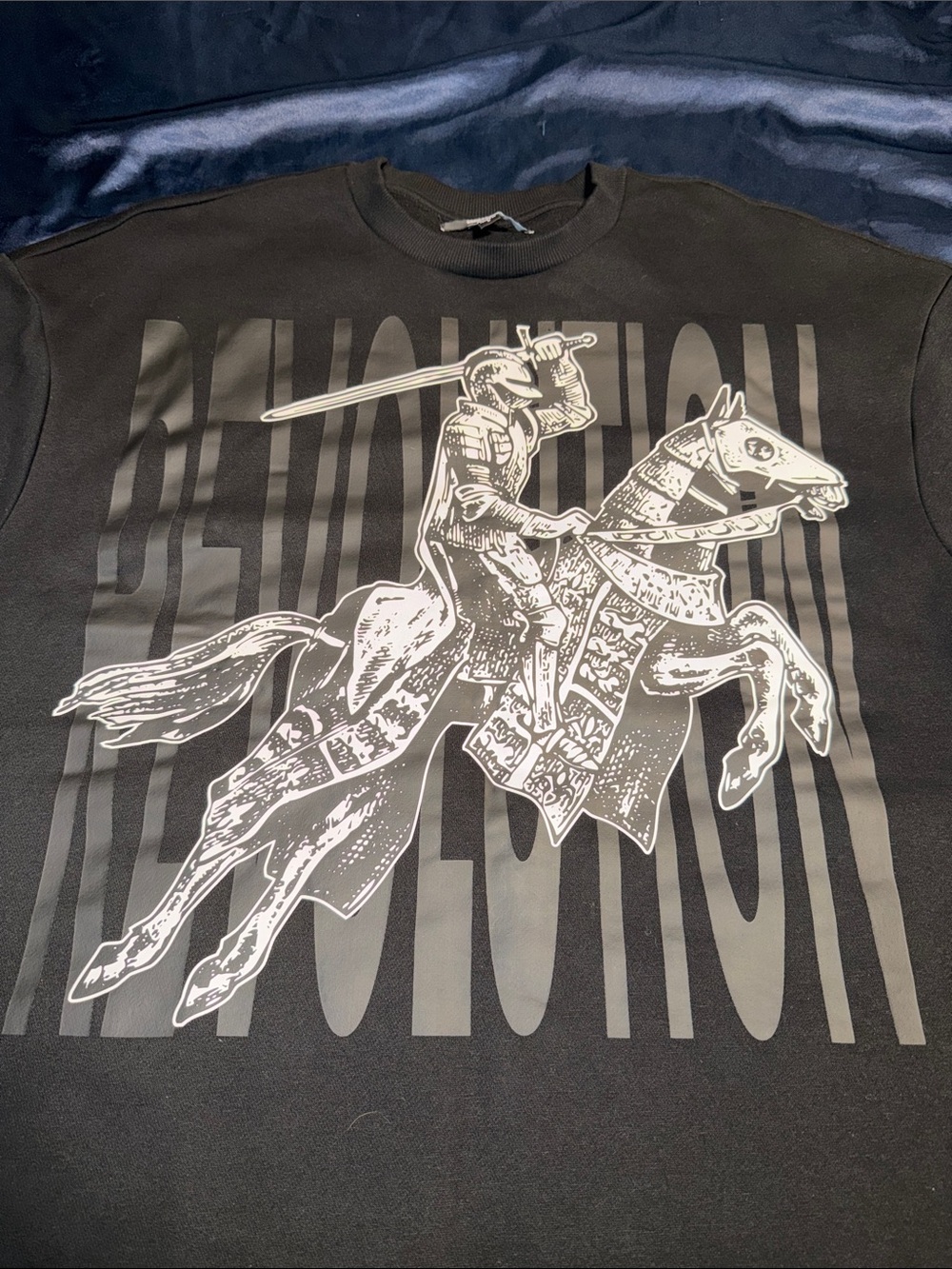Fashion Nova Black Short-Sleeve Shirt with White Knight Graphic